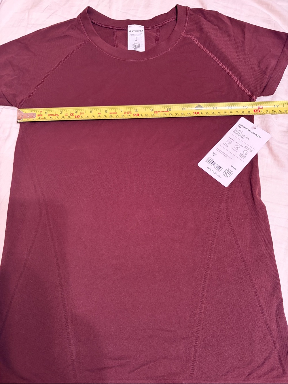 New Athleta Momentum Seamless Tees, Small, garnet